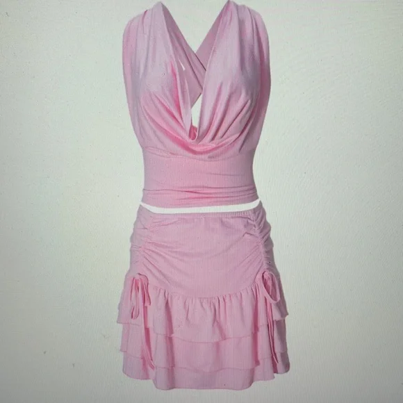 Pink Two-Piece Ruffle Mini Set - Picture 4 of 5